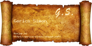 Gerics Simon névjegykártya